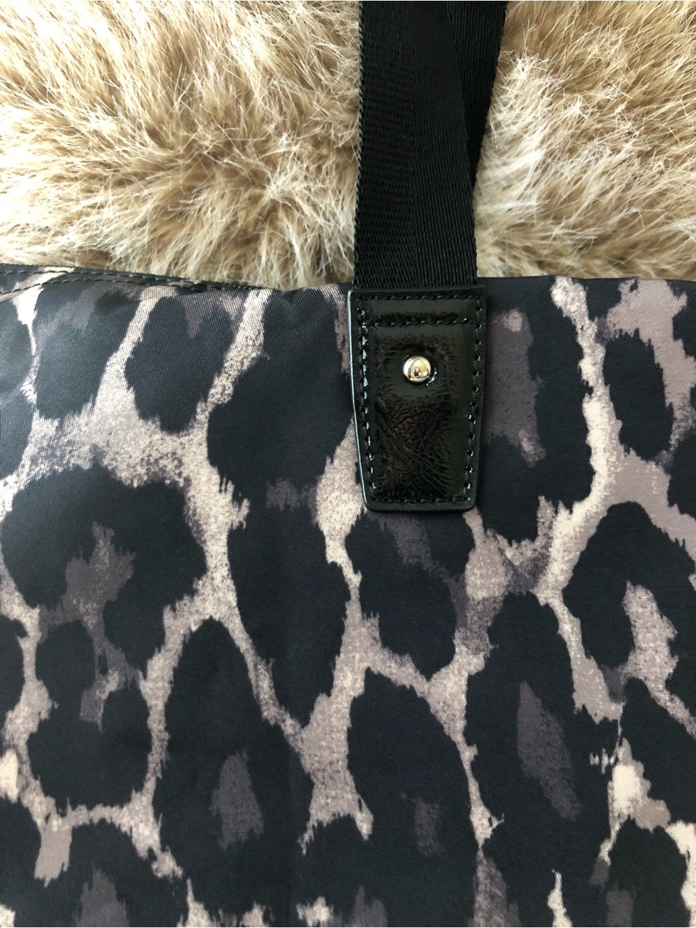 Coach Leopard-Print Nylon Travel Tote | Black, Gray, Taupe | NWT - Picture 10 of 11